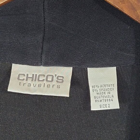 Chico's Travelers Black Open Front Cardigan Size 2/L Acetate/Spandex - Picture 4 of 5